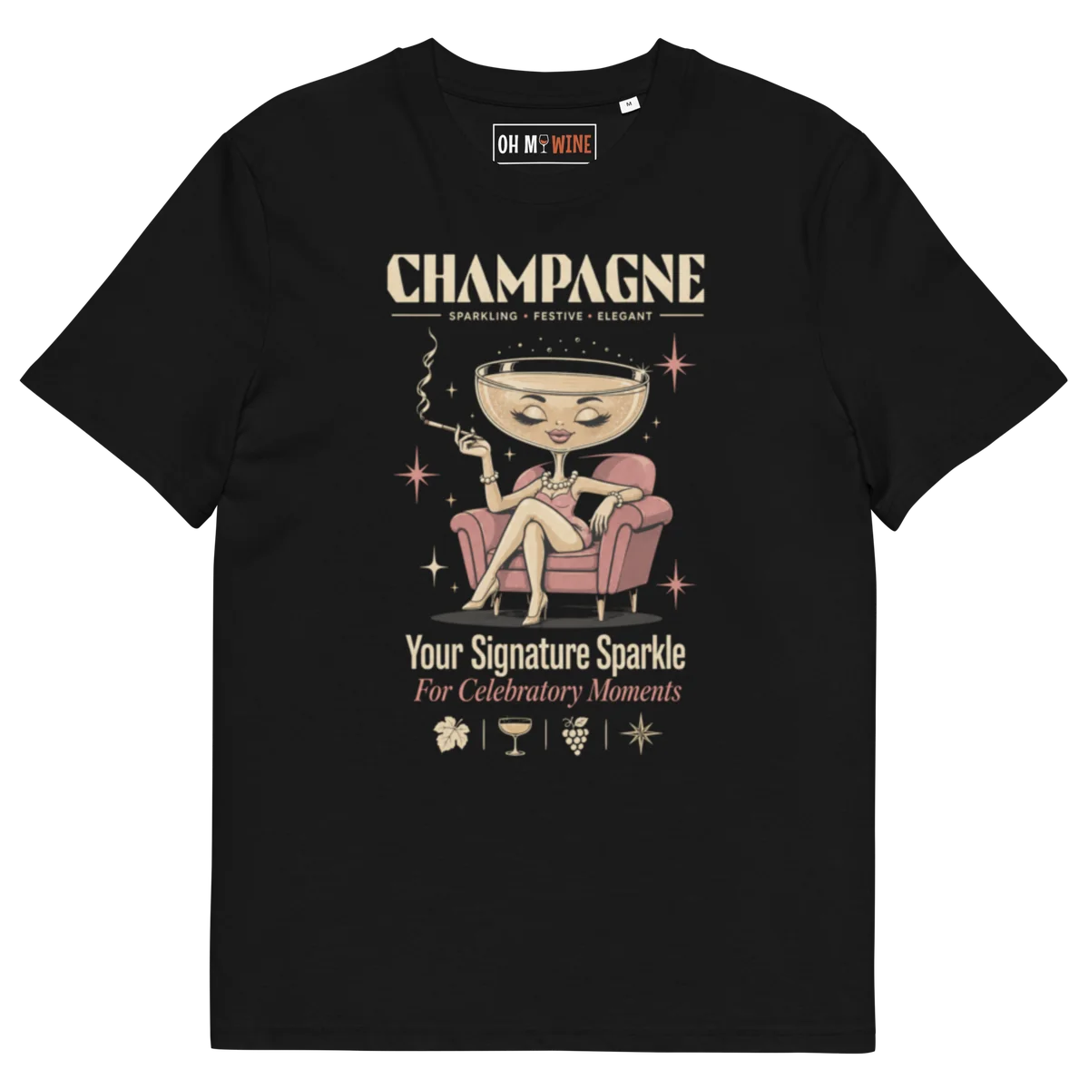 T-shirt noir Champagne — Your Signature Sparkle